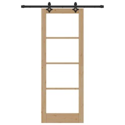 Ensemble de Porte Coulissante avec Quincaillerie 78x211 cm Bois Massif de Pin 