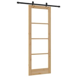 Ensemble de Porte Coulissante avec Quincaillerie 78x211 cm Bois Massif de Pin 