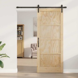 Porte coulissante avec kit de quincaillerie 86x211 cm Bois massif pin 