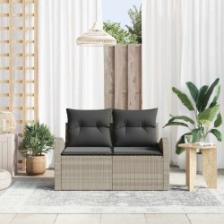 Canapé de jardin 2 places avec coussins Gris clair Rattan 