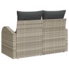 Canapé de jardin 2 places avec coussins Gris clair Rattan 