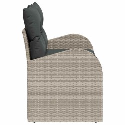 Canapé de jardin 2 places avec coussins Gris clair Rattan 