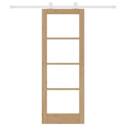 Porte Coulissante avec Set de Quincaillerie 'ORKDAL'en Bois Massif & Verre 