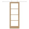 Porte Coulissante avec Set de Quincaillerie 'ORKDAL'en Bois Massif & Verre 