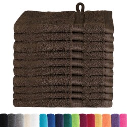 Gants de toilette 10 pcs Marron 15 x 21 cm Coton 