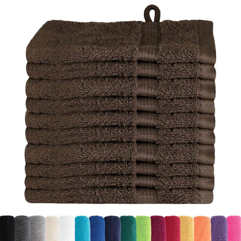 Gants de toilette 10 pcs Marron 15 x 21 cm Coton 