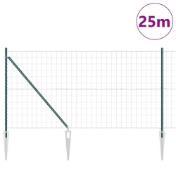 Clôture Euro avec 13 poteaux en pointe 1,2 x 25 m en acier galvanisé vert 