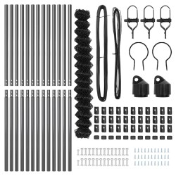 Jeu de Poteaux de Clôture Gris 1.5 x 25 m Acier galvanisé & PVC 