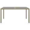 Table de jardin 150x90x75 cm Verre trempé/résine tressée Beige 