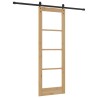 Porte Coulissante avec Kit Quincaillerie 'ORKDAL'en Bois Massif et Verre 