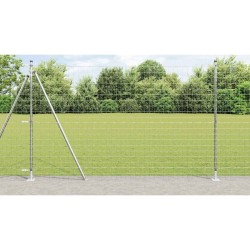 Grillage Euro avec 7 poteaux à renflement 1,6 x 10 m en acier galvanisé 