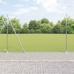 Grillage Euro avec 7 poteaux à renflement 1,6 x 10 m en acier galvanisé 