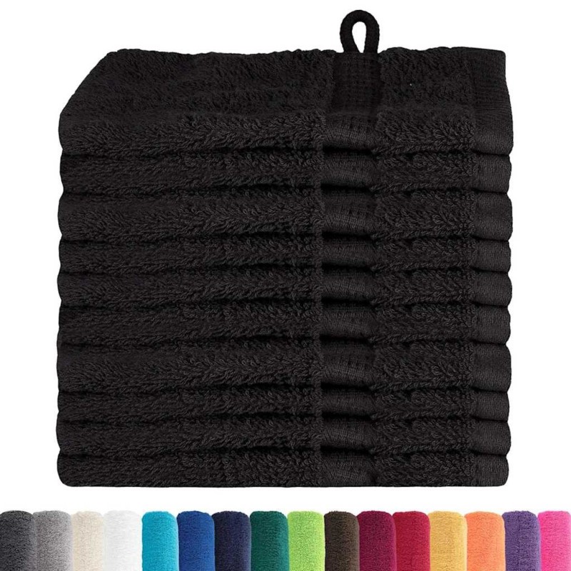 Gants de toilette 10 pcs Noir 15 x 21 cm Coton 