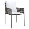 Ensemble de 3 pièces de salle à manger de jardin avec des coussins marron en poly rattan 