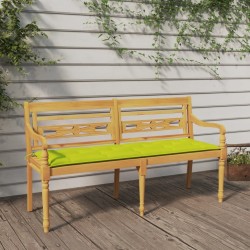 Banc Batavia avec coussin vert brillant 150 cm Bois teck massif 