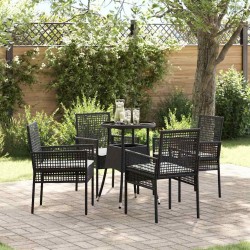 Ensemble de Salle à Manger de Jardin 5 Pièces Noir en Poly Rattan 