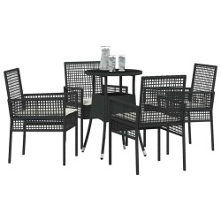 Ensemble de Salle à Manger de Jardin 5 Pièces Noir en Poly Rattan 