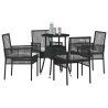 Ensemble de Salle à Manger de Jardin 5 Pièces Noir en Poly Rattan 