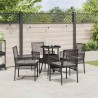 Ensemble de Salle à Manger de Jardin 5 Pièces Noir en Poly Rattan 