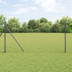 Clôture Euro avec 13 poteaux 1,2 x 25 m en acier galvanisé gris 