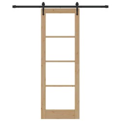 Porte Coulissante avec Kit Quincaillerie 73.5x211 cm Bois Massif Pin 