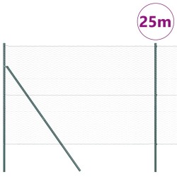 Ensemble de Clôture Ensemble de 2 Vert Métal 25m x 1.5m Durable 
