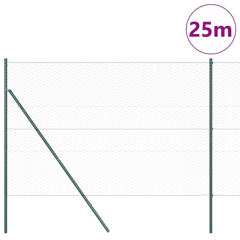 Ensemble de Clôture Ensemble de 2 Vert Métal 25m x 1.5m Durable 