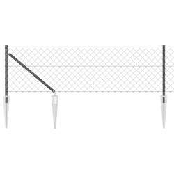Jeu de Poteaux de Clôture Gris 0.8 x 25 m Acier galvanisé 