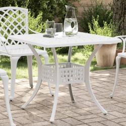Table de jardin blanc 80x80x75 cm aluminium coulé 