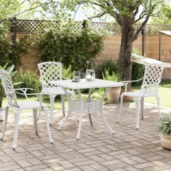 Table de jardin blanc 80x80x75 cm aluminium coulé 