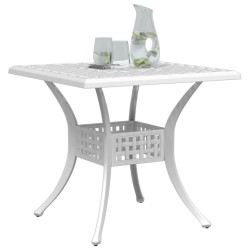 Table de jardin blanc 80x80x75 cm aluminium coulé 