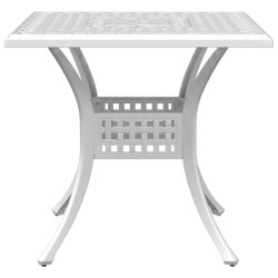 Table de jardin blanc 80x80x75 cm aluminium coulé 