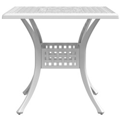 Table de jardin blanc 80x80x75 cm aluminium coulé 