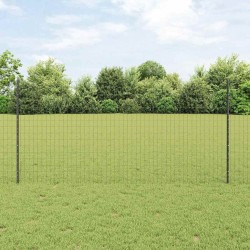 Clôture Euro avec 22 poteaux gris 1,2x25 m en acier 