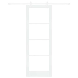 Set de Porte Coulissante avec Quincaillerie Blanche 83x232 cm Bois Massif en Pin 