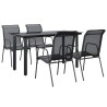 Ensemble à manger de jardin 5 pcs noir textilène et acier 