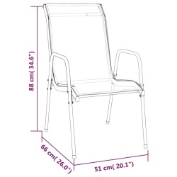 Ensemble à manger de jardin 5 pcs noir textilène et acier 