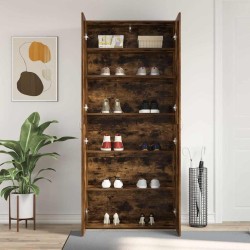 Cabinet à chaussures Chêne fumé 80x35,5x180 cm Bois d'ingénierie 