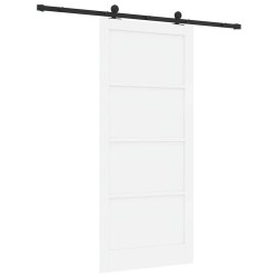 Porte coulissante avec ensemble de quincaillerie blanche 93x211 cm bois massif en pin 