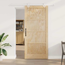 Porte coulissante avec quincaillerie 93x211 cm Bois massif Pin 