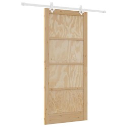 Porte coulissante avec quincaillerie 93x211 cm Bois massif Pin 