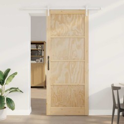 Porte coulissante avec kit de quincaillerie 93x232 cm en bois massif de pin 