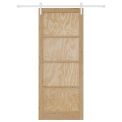 Porte coulissante avec kit de quincaillerie 93x232 cm en bois massif de pin 