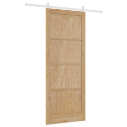 Porte coulissante avec kit de quincaillerie 93x232 cm en bois massif de pin 