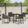 Set de salle à manger jardin 5 pièces avec coussins en poly rotin gris. 