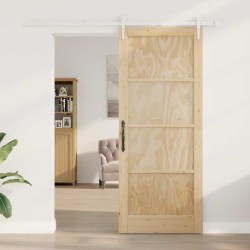 Porte coulissante avec matériel 86x211 cm en bois massif de pin 