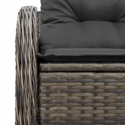 Canapé de jardin 2 places avec coussins Gris en Poly Rattan 