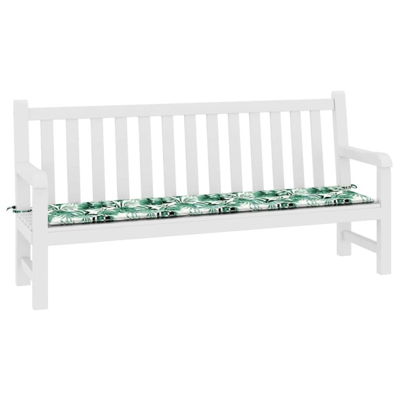 Coussin de Banc de Jardin Motif de Feuilles 200x50x4 cm Tissu Oxford 