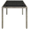 Table de jardin dessus en verre Gris 150x90x75cm Résine tressée 