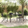 Ensemble de salle à manger de jardin 5 pièces en Textilène noir et acier 